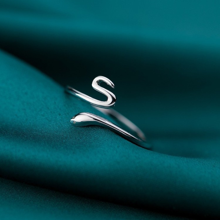 ins personality smart little snake glossy ring female ring student fashion Korean style temperament open ring female