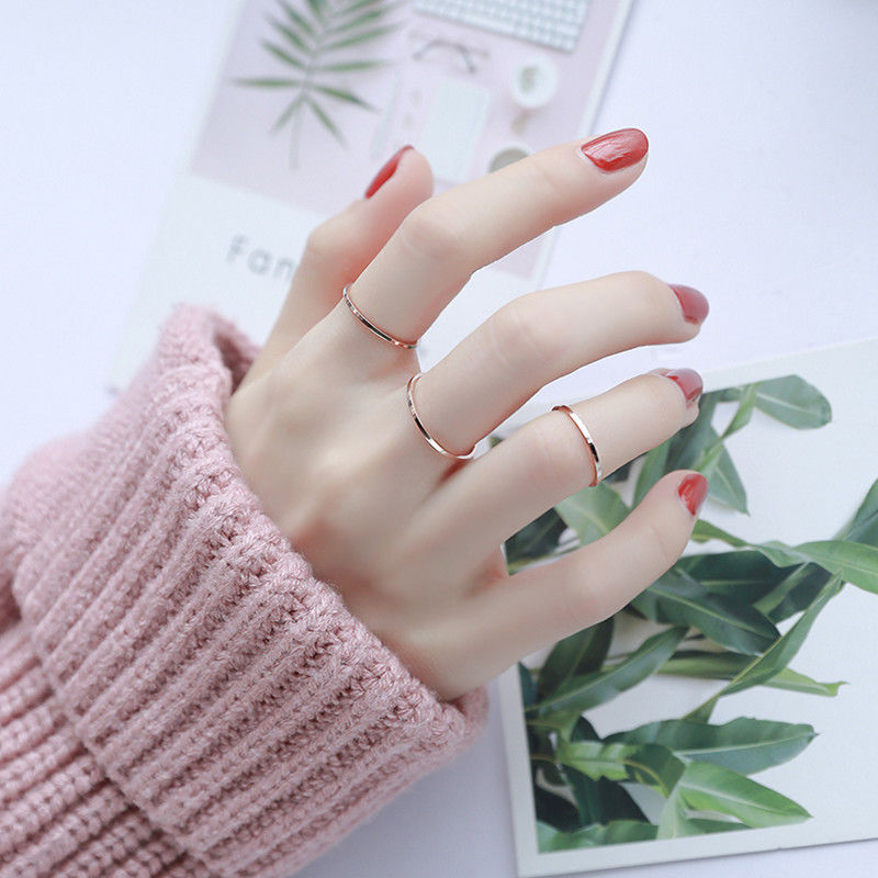 Jewelry rings wholesale simple and extremely fine 1mm smooth stainless steel ring rose gold titanium steel ring ins for women