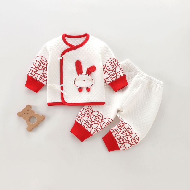 Baby clothes three-layer warm baby separates baby monk clothes double-layer belly protection infant underwear set