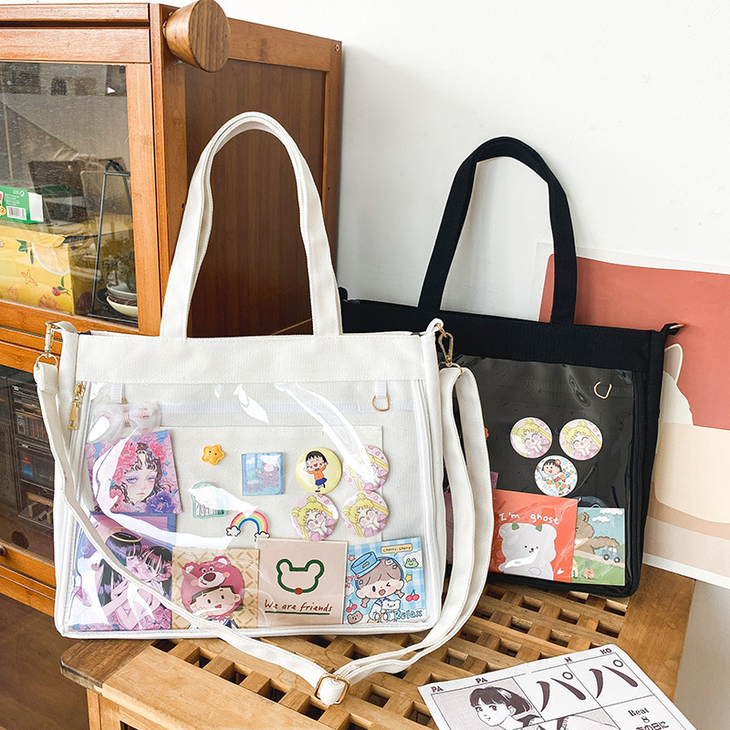 Pain bag transparent large capacity shoulder bag new Japanese college style cute girl student jk crossbody bag