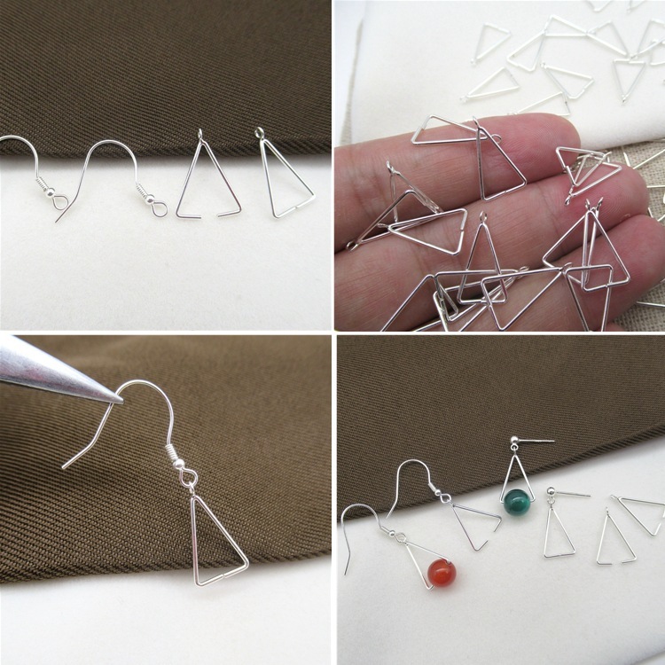 s925 sterling silver geometric triangle earrings earrings women's long earrings new trendy simple DIY accessories