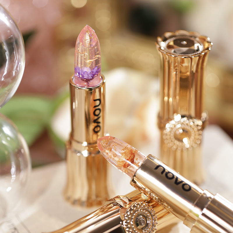 Domestic NOVO flower temperature-changing lipstick, long-lasting, non-stick, non-fading, moisturizing, whitening and color-changing lipstick