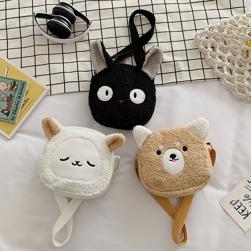 Japanese autumn and winter cute lamb wool bag new trend cartoon girl fashion student crossbody plush bag