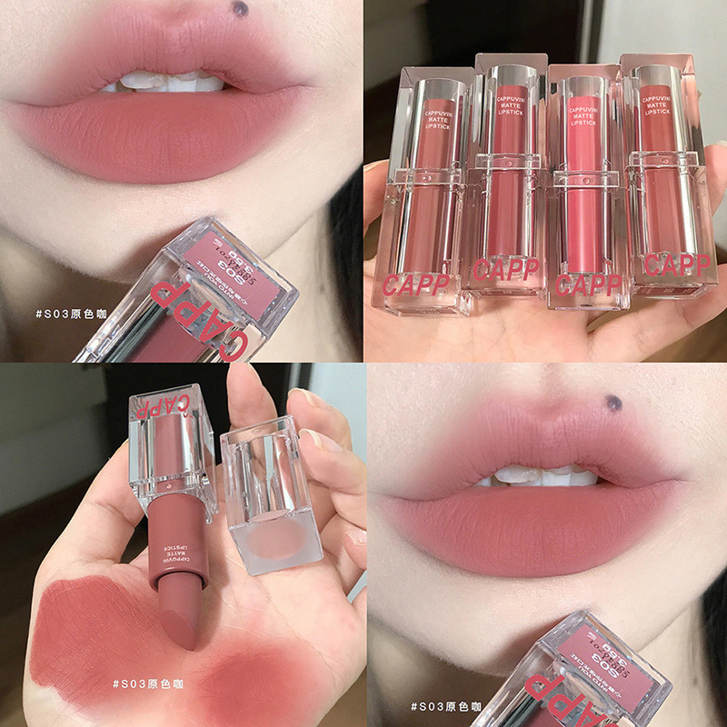 Cappuvini transparent acrylic lipstick matte matte student whitening cinnamon white peach oolong