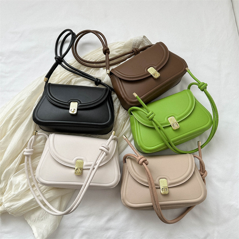 Retro niche textured small bag for women 2024 new simple saddle bag versatile shoulder crossbody bag