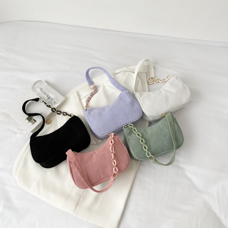 Korean style artistic cloth bag, simple casual corduroy cloth shoulder bag for women, solid color mini crossbody bag, portable canvas