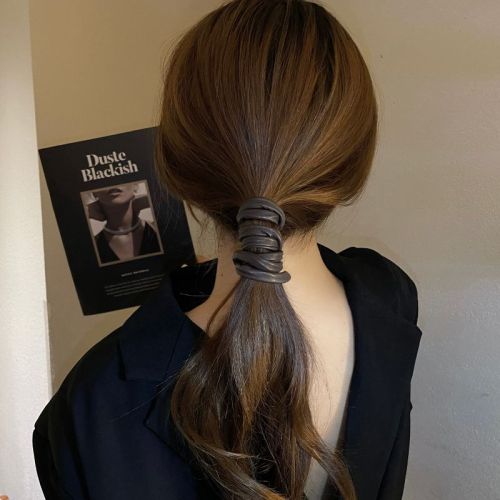 Internet celebrity leather headband high-end low ponytail wire headband hair rope headband