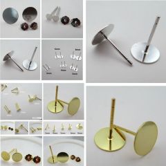 s925 sterling silver flat bottom earrings, earrings, women's jewelry ear sticks, Korean style fashionable men's anti-ear piercing allergy ear sticks