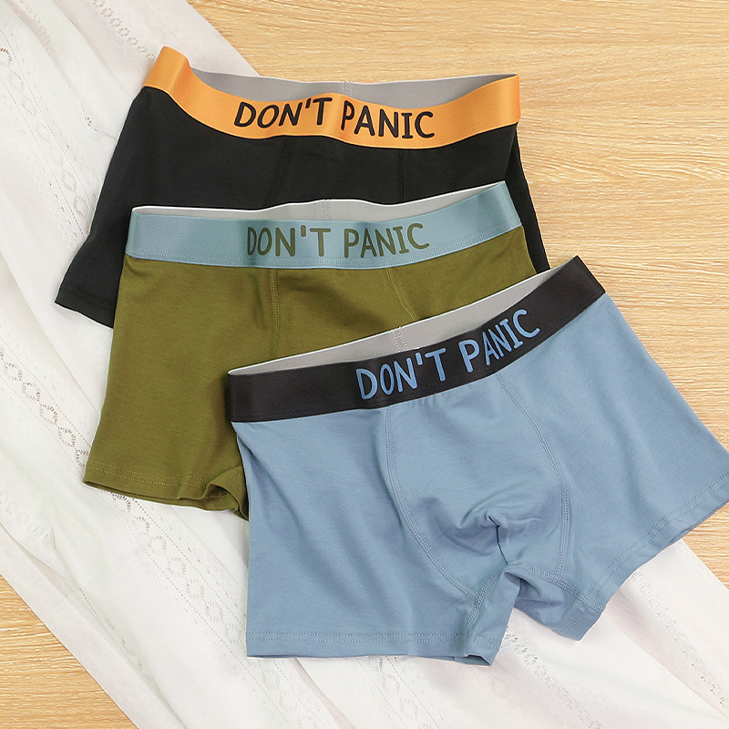 Spring and summer men's underwear letter waistband pure cotton young boys sweat-absorbent sports large tolerant boxer shorts