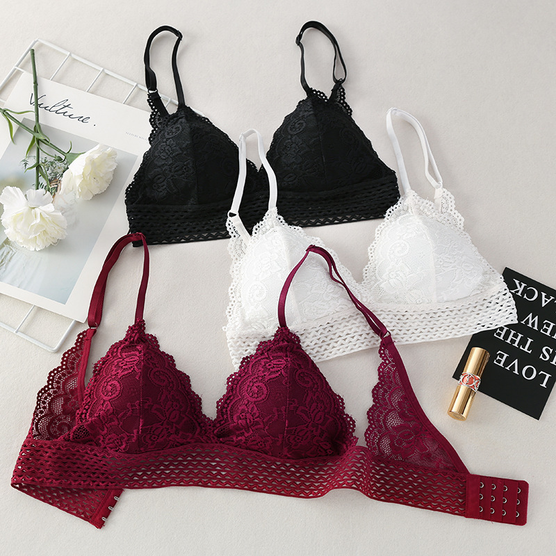 Lace bra, beautiful back wrap, push-up, breathable and comfortable girly bra, no steel ring underwear for women