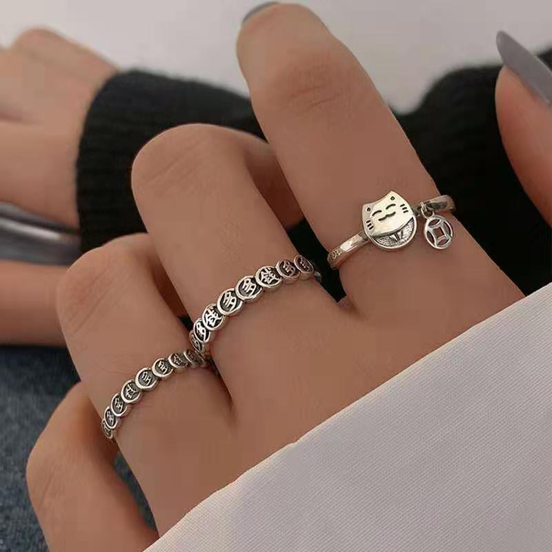 Thai Yin Duo Duo Wishfulong Money Ring Retro Times Copper Coin Open Ring