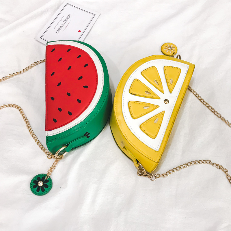 2018 new personality funny fruit watermelon orange bag mini shoulder cross chain bag mobile phone lady bag