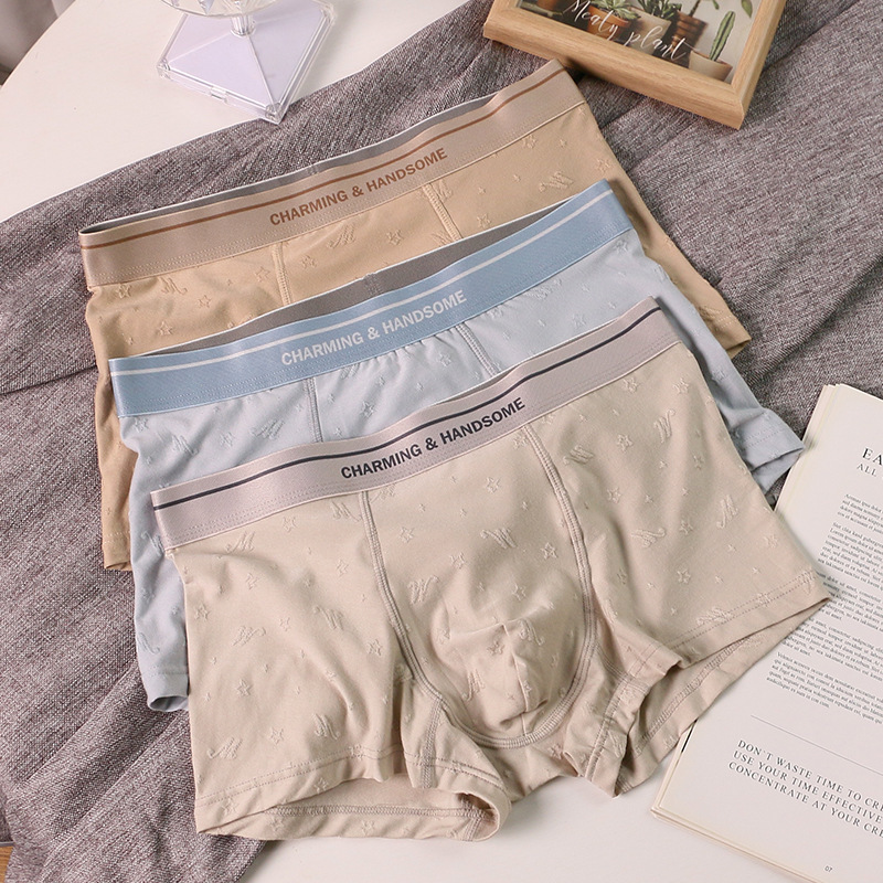 Modal cotton men's underwear star jacquard boxer briefs W letter belt breathable boxer briefs youth fashion