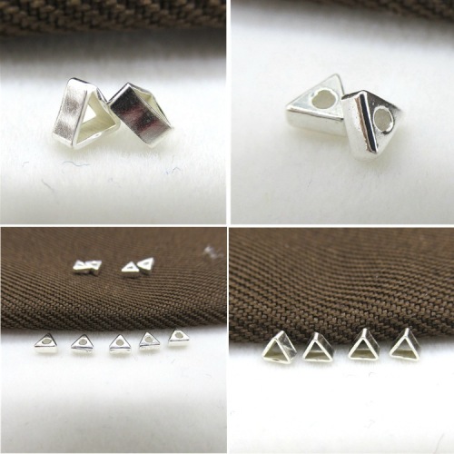 s925 sterling silver triangular broken silver spacer beads handmade DIY accessories beaded bracelet necklace geometric spacer material