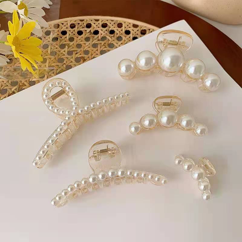 French temperament grabber hairpin for the back of the head, large pearl hair gripper, Korean temperament shark clip, large hairpin hair accessory