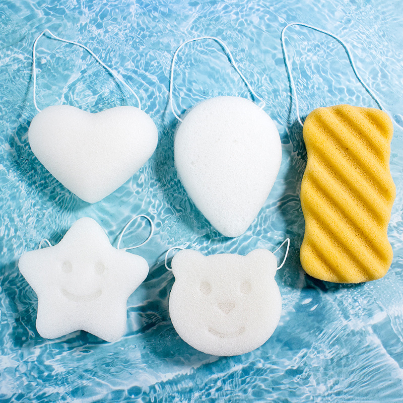 Konjac puff sponge baby bath sponge children's face wash sponge bath artifact baby bath cotton household exfoliation