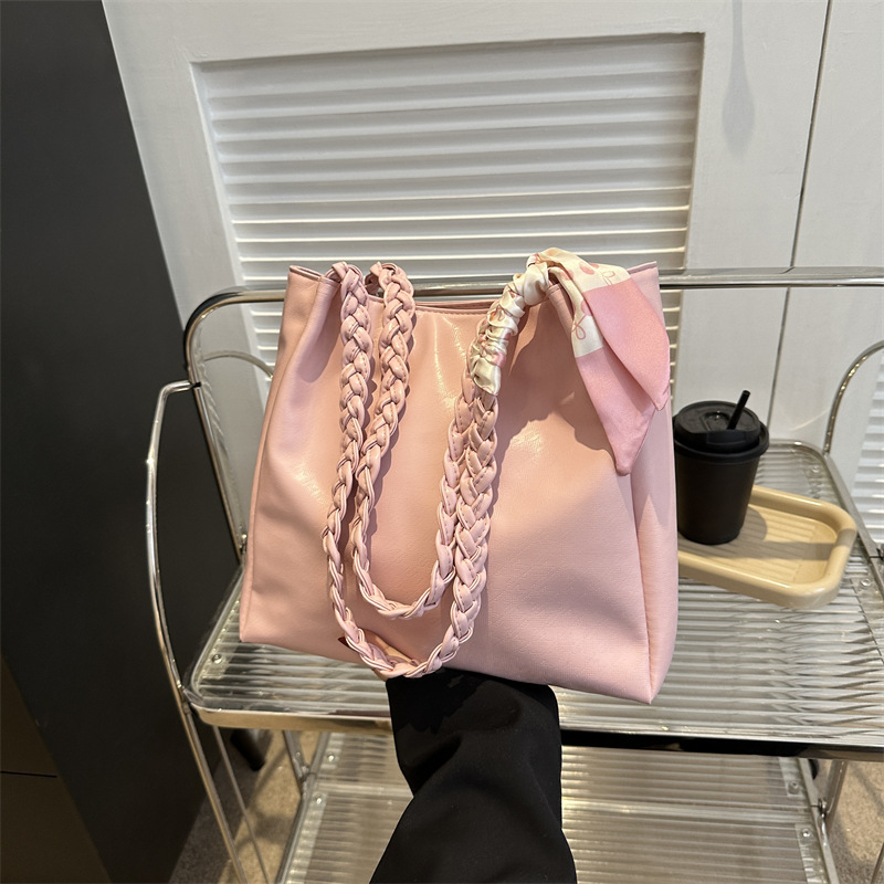 Summer new fashion silk scarf portable shoulder large capacity tote bag women's bag