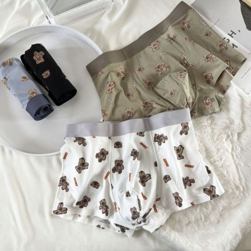 C343 cute bear cute print 60 pieces plain pull frame breathable skin-friendly refreshing close-fitting men's boxer briefs