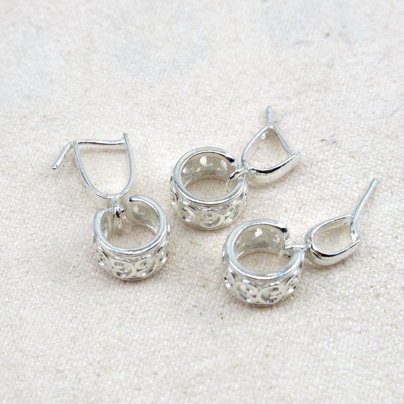 Silver button jade pendant clip buckle 925 sterling silver buckle jade pendant buckle Buddha pendant accessories diy handmade materials