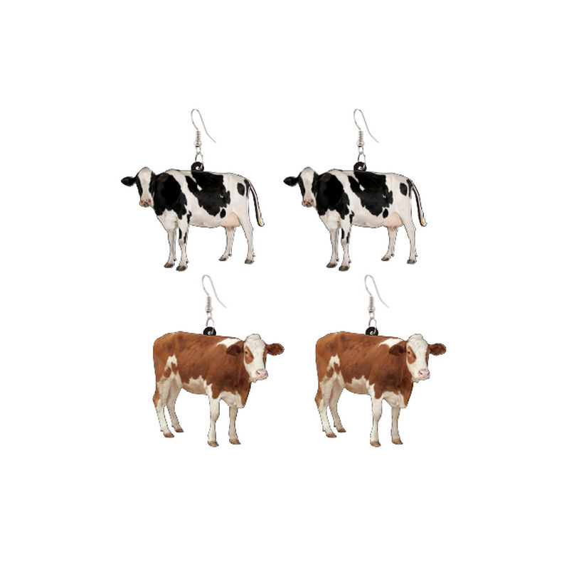 Aliexpress hot selling printed acrylic cow earrings