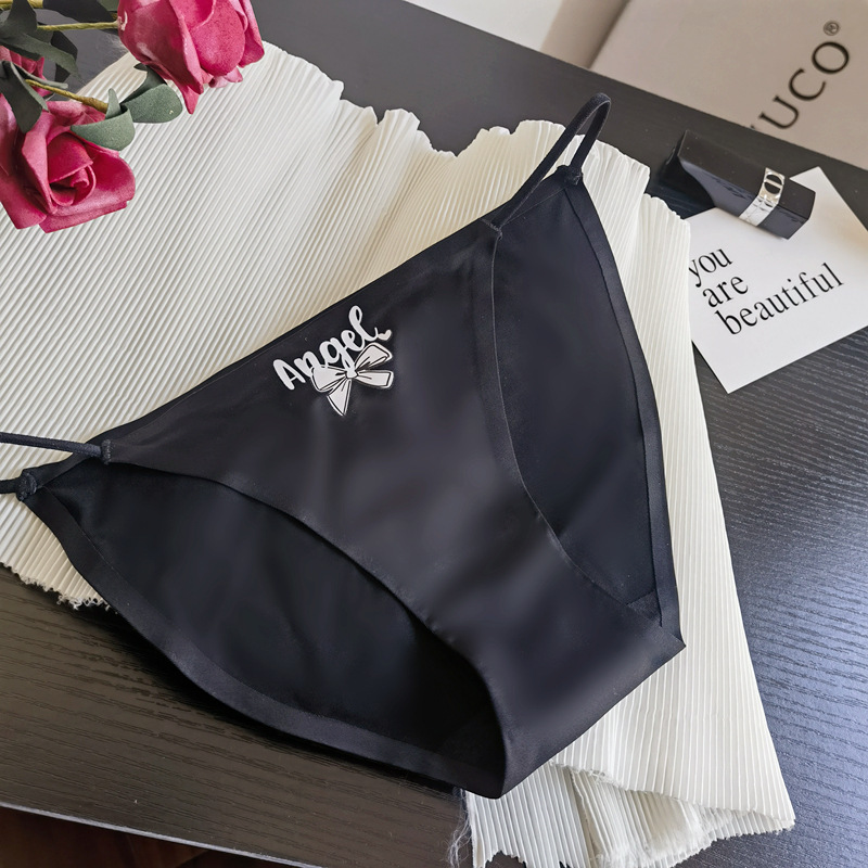 Japanese new style cute printed non-sense underwear women's thin strap suspender underwear women's ice silk seamless