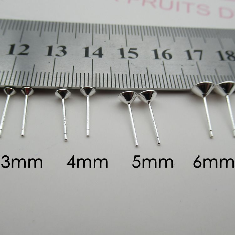 s925 sterling silver accessories pearl earring needle pointed bottom ear nail holder bead plate DIY bowl needle empty holder sticky zircon handmade