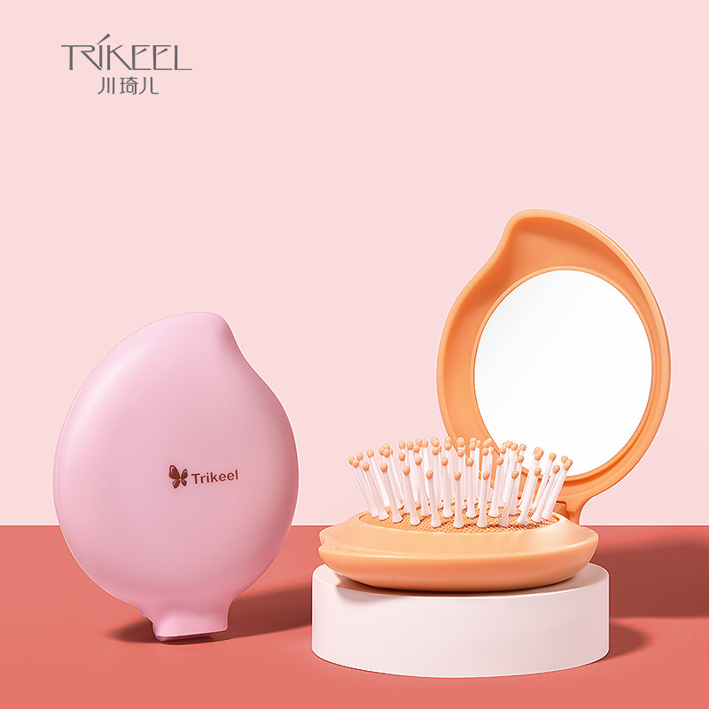 Chuanqi'er Macaron Airbag Comb for Girls Portable Folding Flip Air Cushion Head Massage Comb with Makeup Mirror