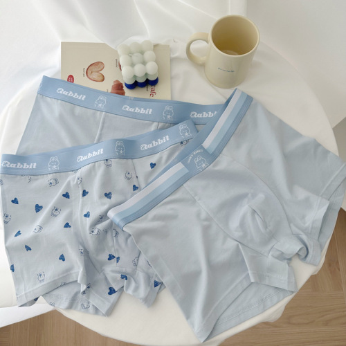 NS598 Cream Color Soft Cute Rabbit Print Couple Pants Men's Pants Milk Tea Rabbit Cotton Mo Men's Underwear