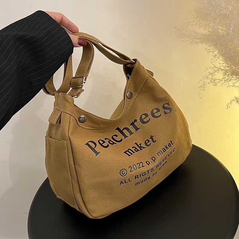 Broadband canvas large bag women's bag new fashion casual large capacity single shoulder crossbody bag fashionable tote bag