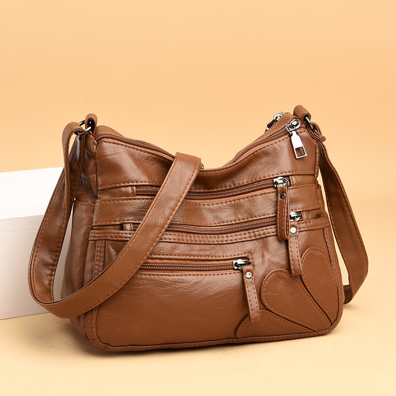 Middle-aged mother bag women's bag new soft leather shoulder crossbody bag multi-layer large capacity fashionable versatile mother-in-law bag
