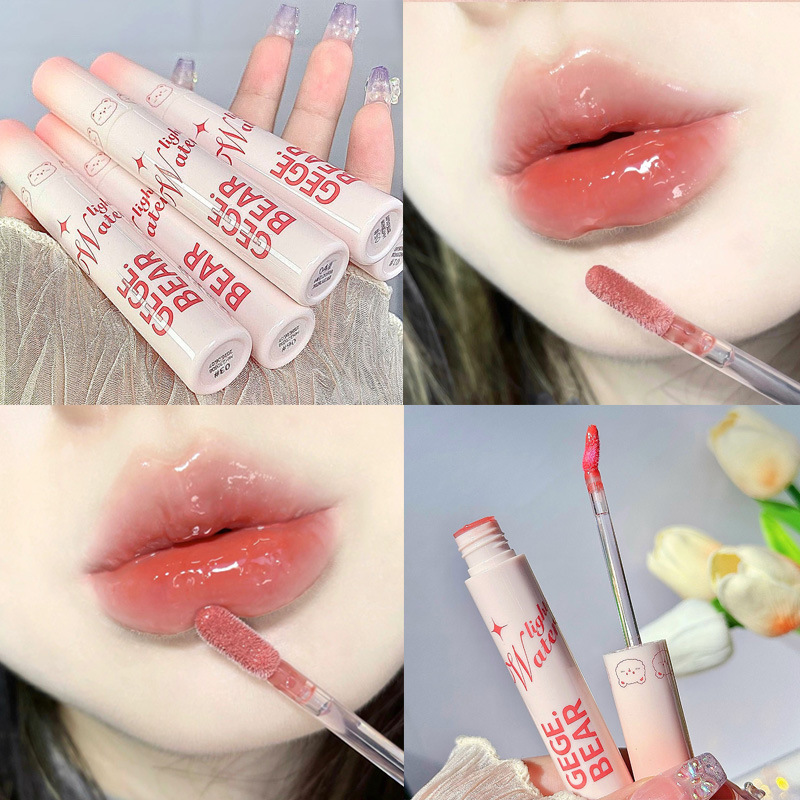 Gege bear water-glossy mirror lip glaze, mirror moisturizing lipstick, plump lips are not easy to stick to the girl's lip gloss