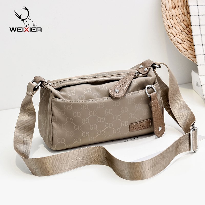 New women's bag fashionable waterproof shoulder crossbody bag nylon cloth waterproof cylinder bag