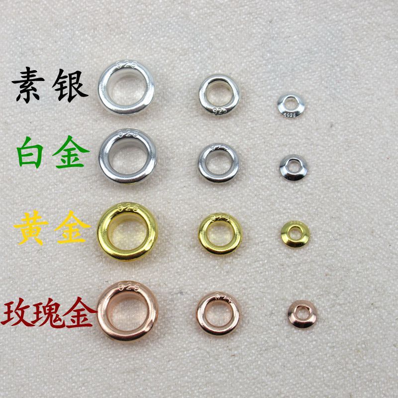 DIY Pearl Full Hole Accessories S925 Sterling Silver Spacer Pearl O-shaped Chain String Heart Passepartout Spacer Silver Patch