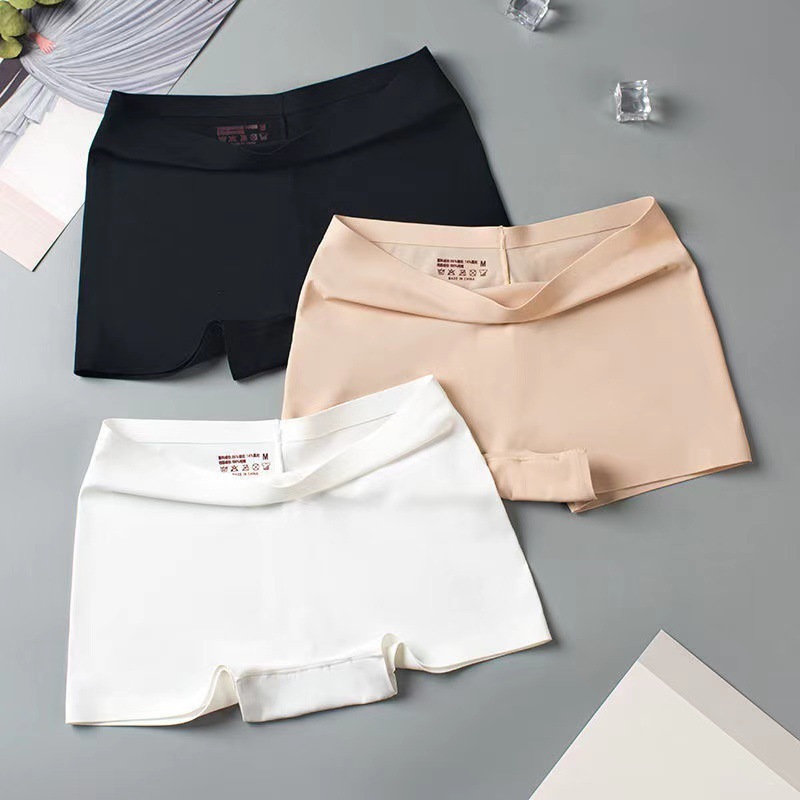 Ice Silk Safety Pants Women's Solid Color Stretch Mid-High Waist Hip Lifting Breathable Cotton Ladies Boxer Briefs Wholesale