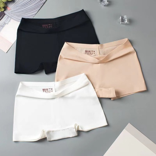 Ice Silk Safety Pants Women's Solid Color Stretch Mid-High Waist Hip Lifting Breathable Cotton Ladies Boxer Briefs Wholesale