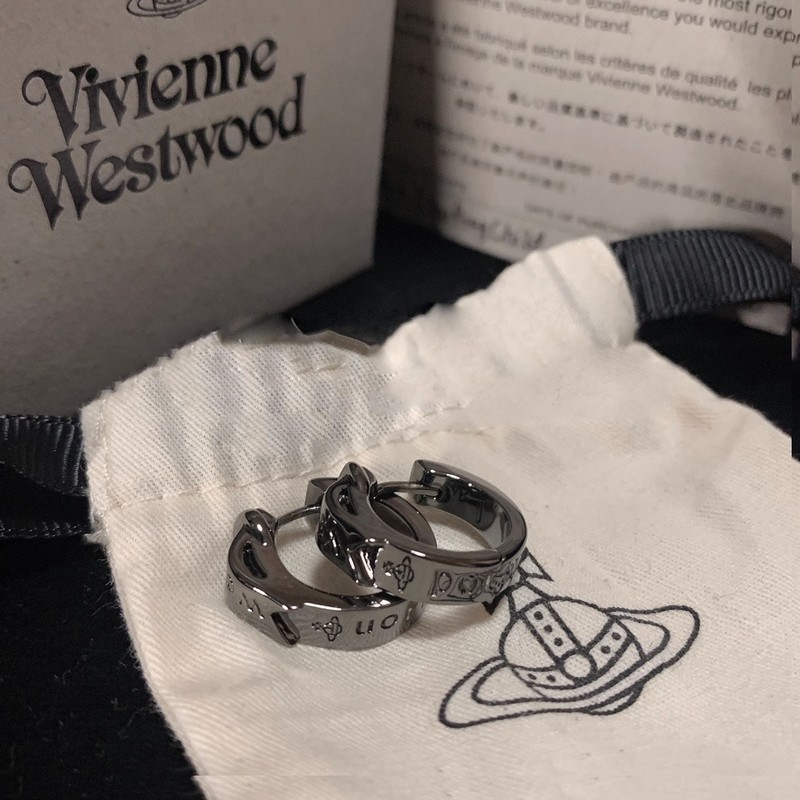 The Queen Mother's Saturn Belt Buckle Earrings Trendy Men's Niche Ring High-Quality Silver Plain Ring Versatile Earrings