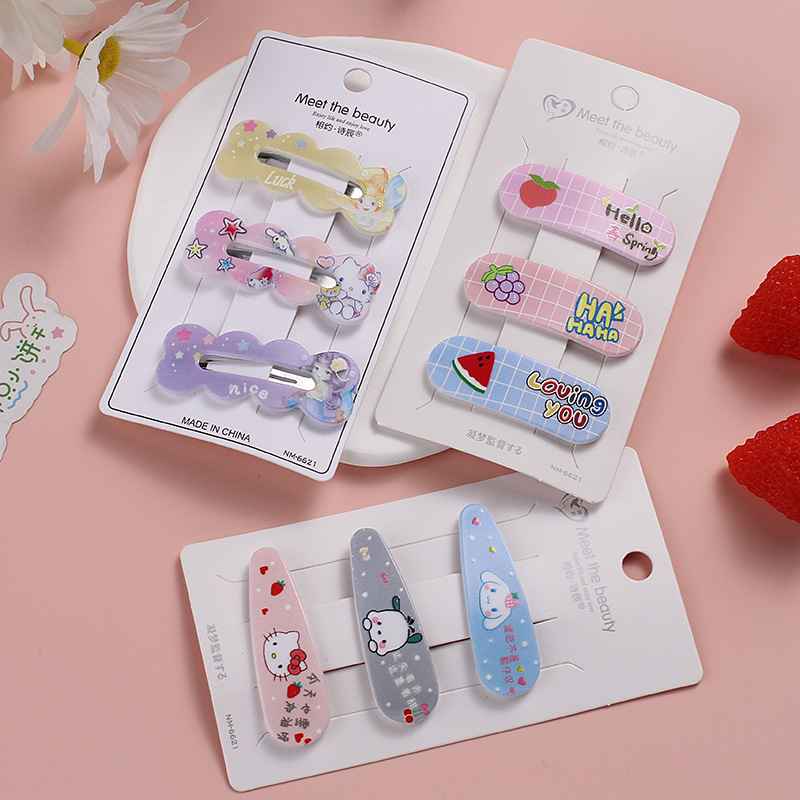 Plastic cartoon hairpins, colorful cute flowers, small fresh hairpins, new simple bangs clips, mini BB clip hair accessories