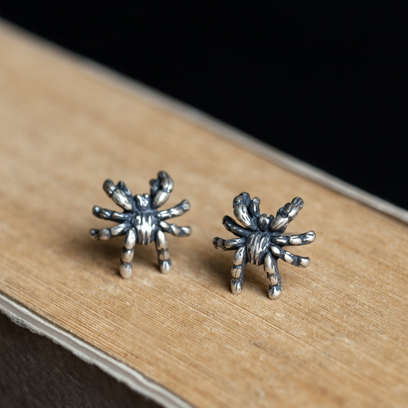Dark Dreams 925 sterling silver creative spider earrings jewelry punk goth fashion personalized earrings