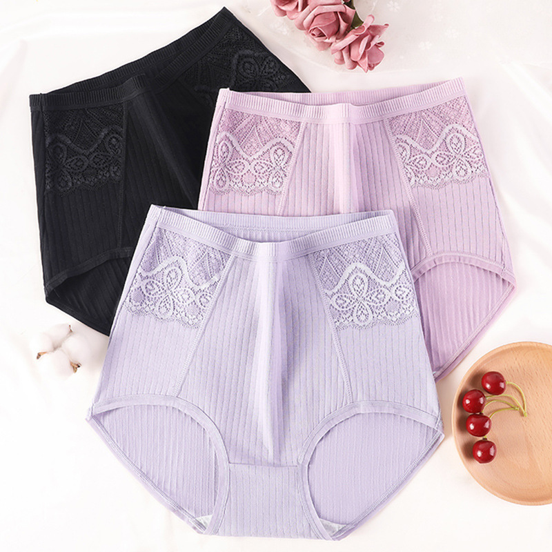 4035 women's underwear cotton crotch high waist cotton briefs breathable tummy control butt lift soft skin-friendly comfortable shorts