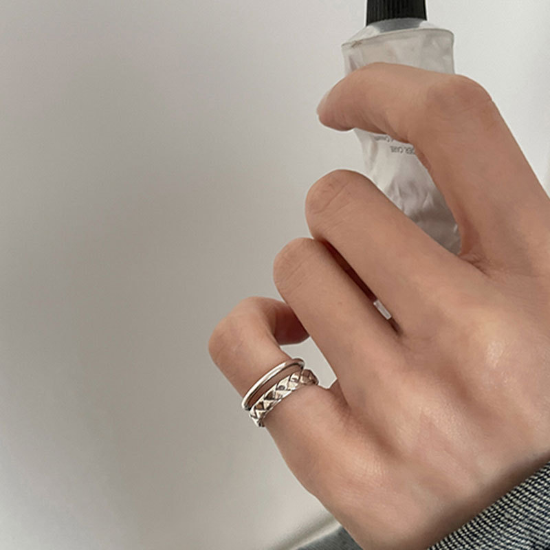 Korean 925 sterling silver twist tail ring for women double-layered open ring ins trendy fashion personality simple cold style light luxury
