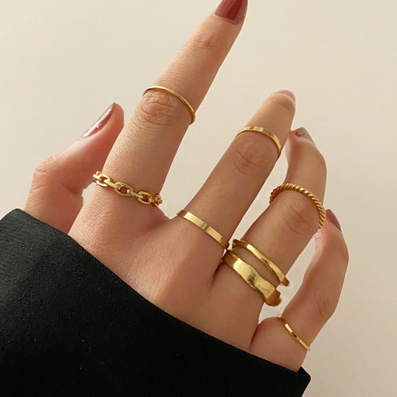 Personalized simple universal ring ins style personalized creative simple ring combination set 7-piece set