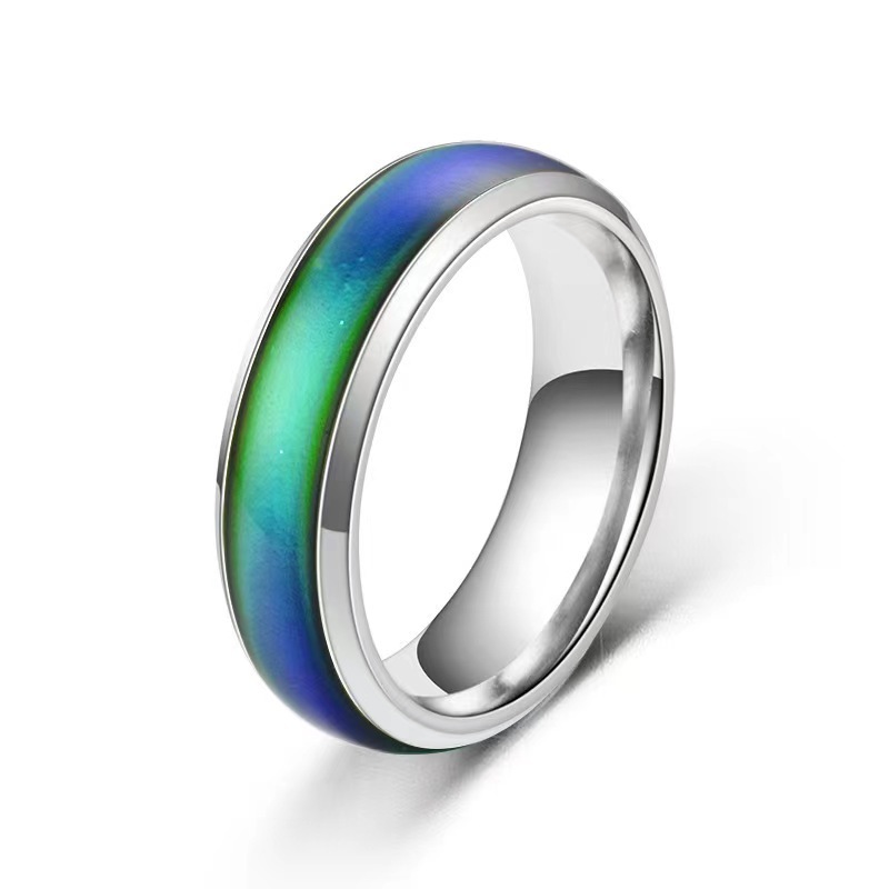 Stainless steel ring women's emotional temperature changing color cold ins style 6mm titanium steel ring jewelry