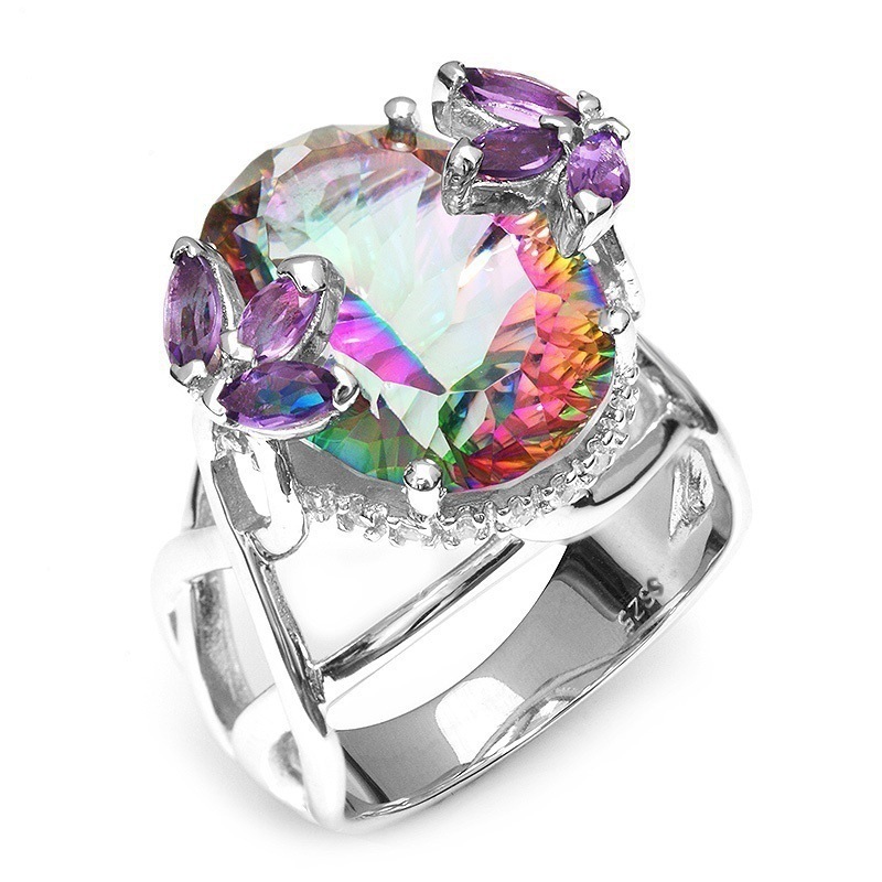 wish hot sale cross-border new colorful diamond zircon women's diamond ring European and American style fashion jewelry