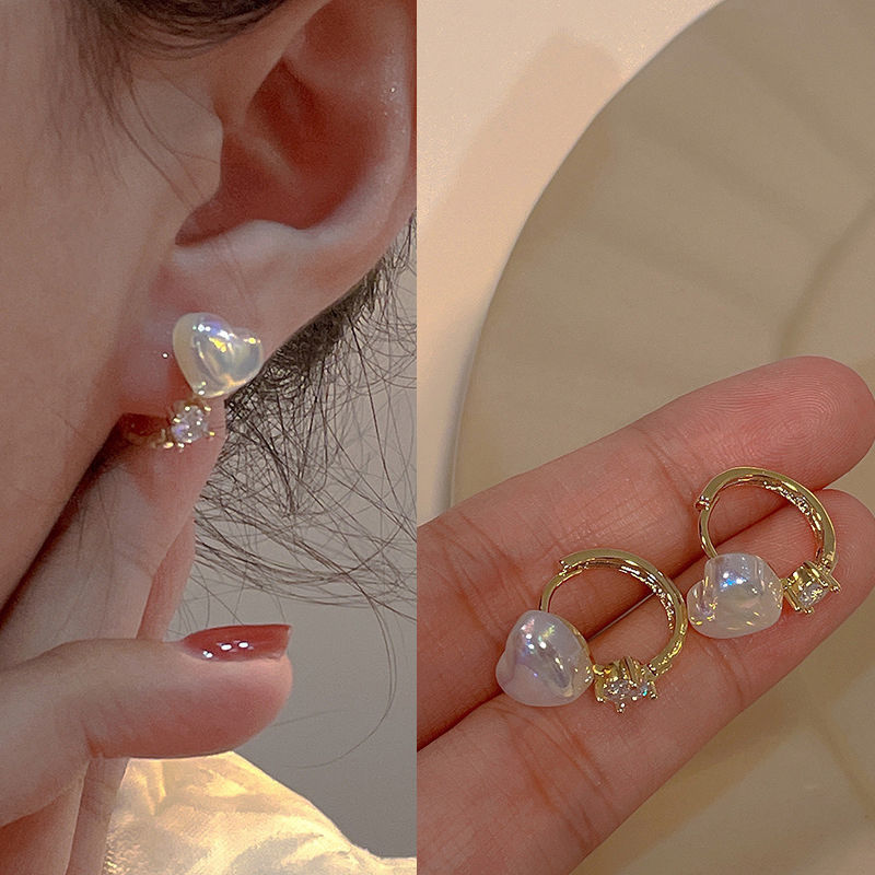 Light luxury colorful mermaid pearl earrings for women, new trendy love earrings, niche earrings