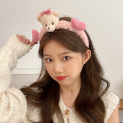 Super cute bear headband three-dimensional cartoon plush doll headband girl heart wash hairpin wide-brimmed hair accessories Japanese and Korean