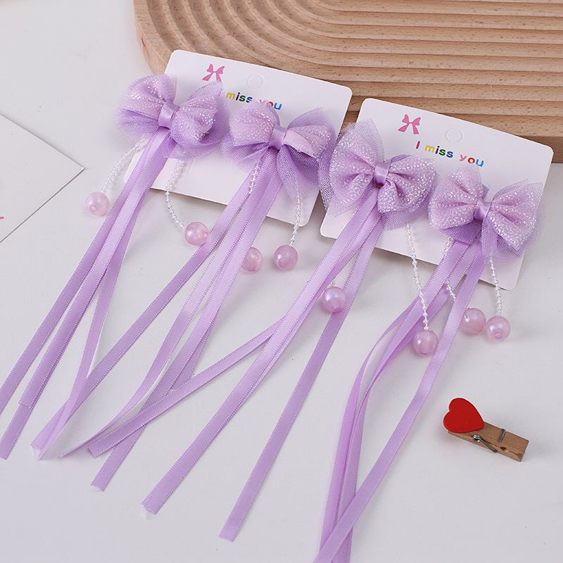 Children's Hanfu headdress princess ancient style tassel hairpin little girl Chinese style streamer clip bow hair accessories for women