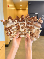 Cute plush bear side broken hair clip female cute sweet ins hair clip Japanese and Korean versatile hair accessories clip headwear