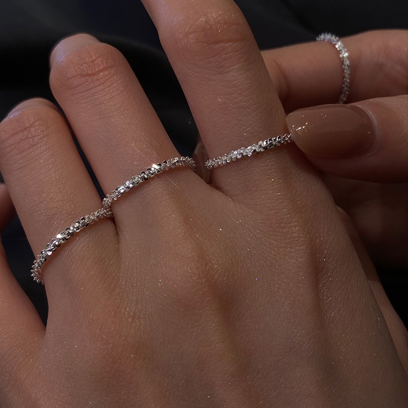 Brilliant Galaxy 925 sterling silver light luxury exquisite ring sparkling ring full body temperament versatile small ins trend