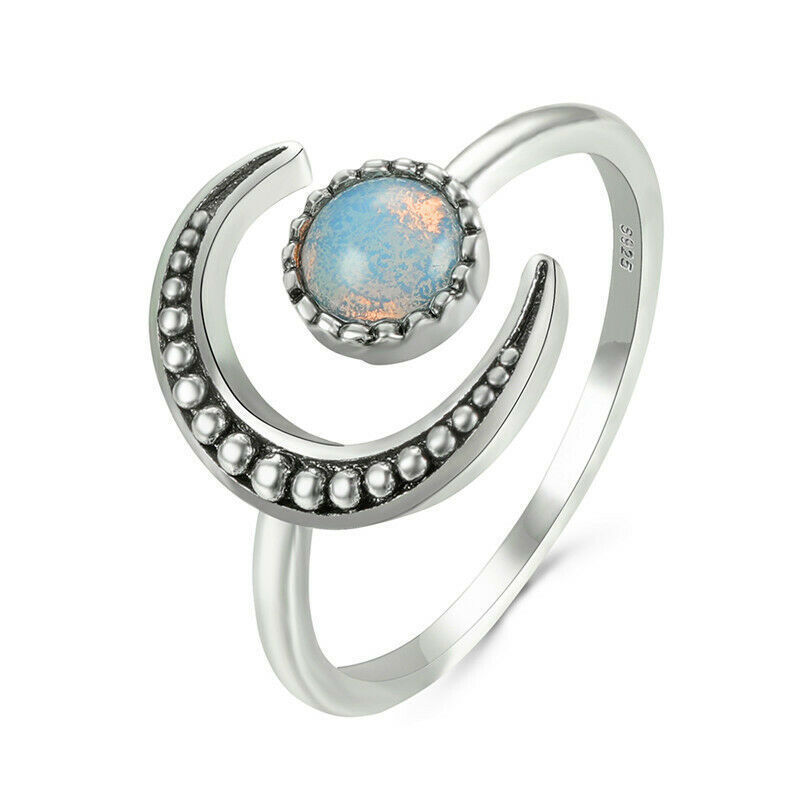 Cross-border WISHI hot sale creative moon opal ring fashionable star moon ladies ring