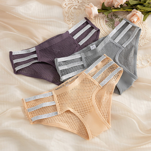 New Japanese style seamless underwear, mesh hollow sexy brick belt breathable and comfortable seamless pure cotton women's underwear